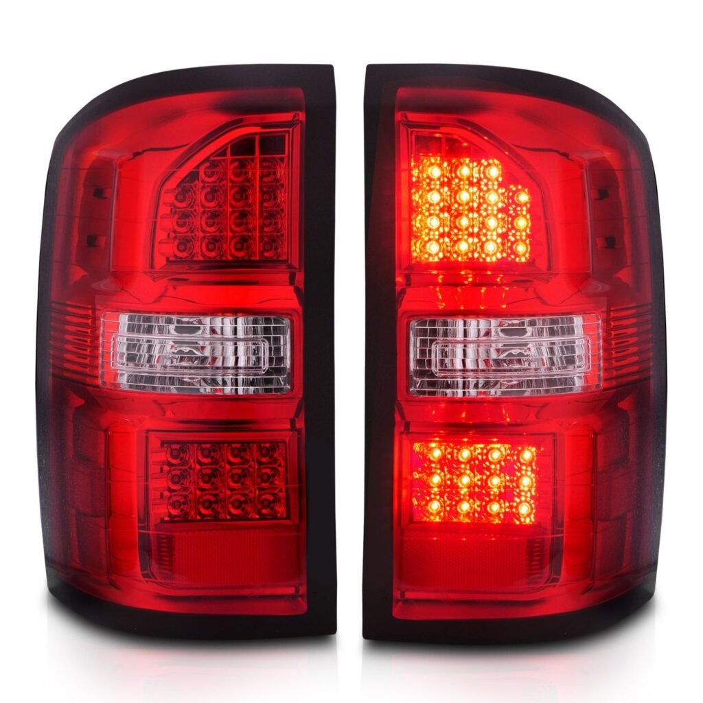 GMC Sierra 1500 14-18 / 2500HD/3500HD 15-19 Led Tail Lights Red/clear Lens Chrome