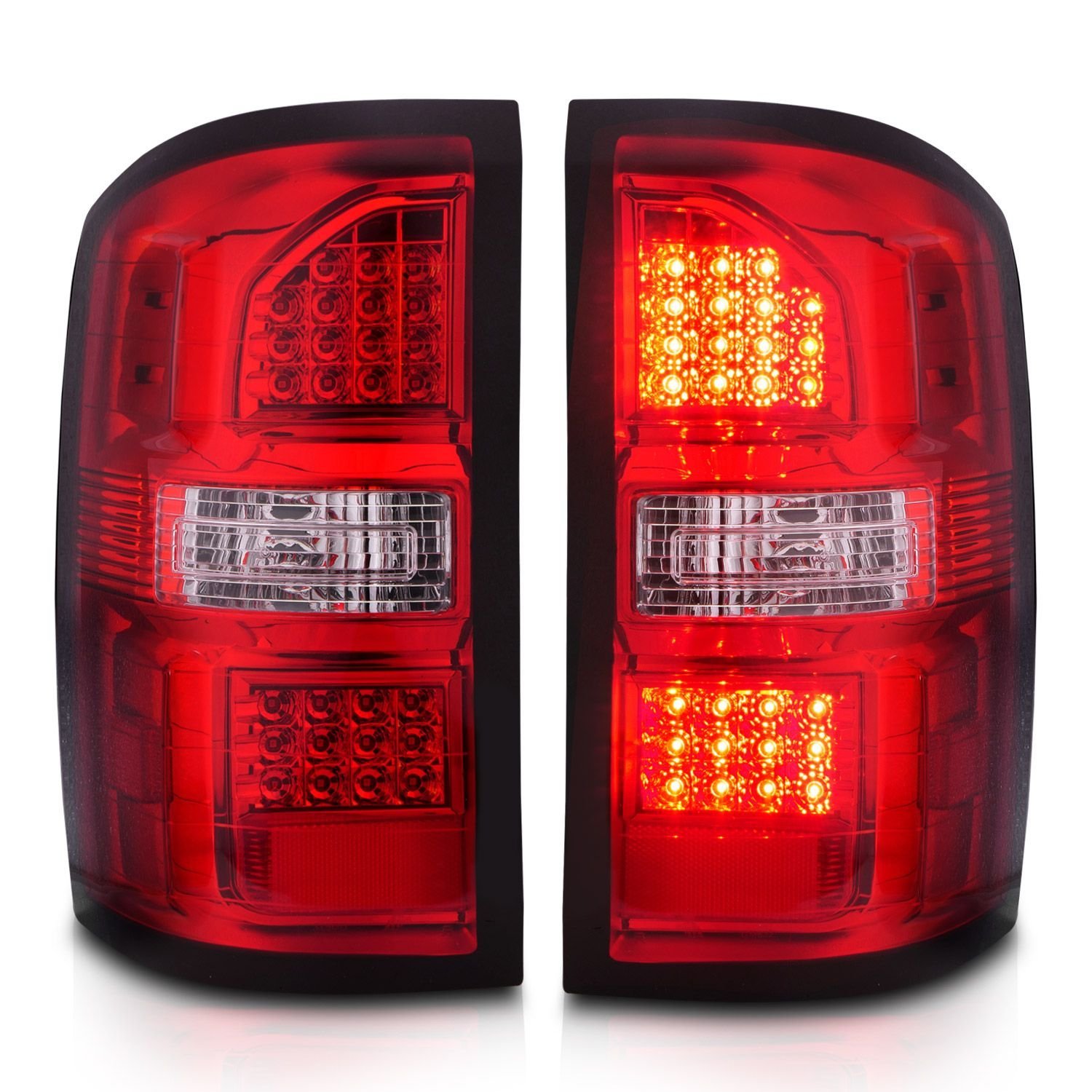 GMC Sierra 1500 14-18 / 2500HD/3500HD 15-19 Led Tail Lights Red/clear Lens Chrome - Image 6