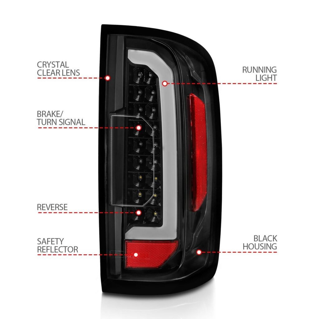 GMC Canyon 15-21 Full Led Tail Lights Black Housing Clear Lens