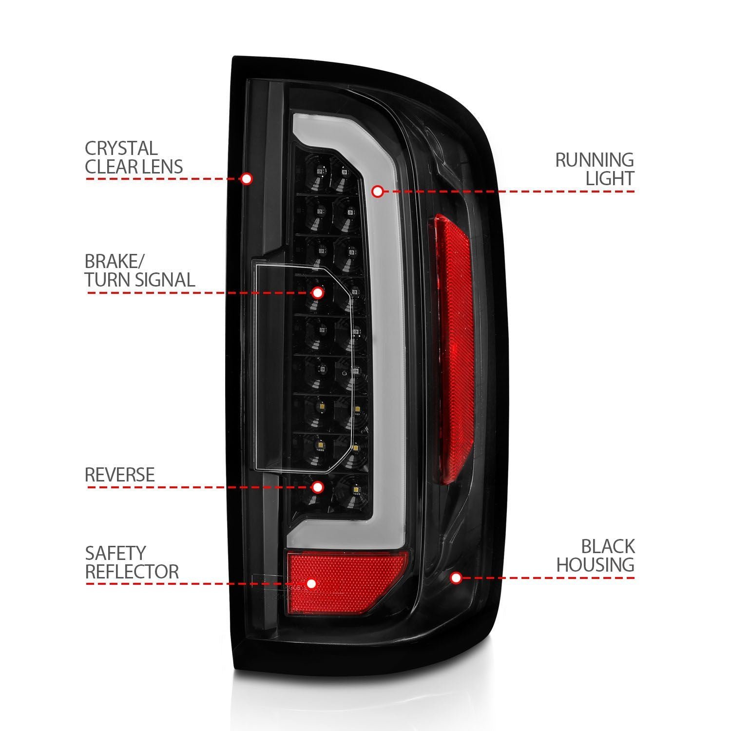 GMC Canyon 15-21 Full Led Tail Lights Black Housing Clear Lens - Image 4