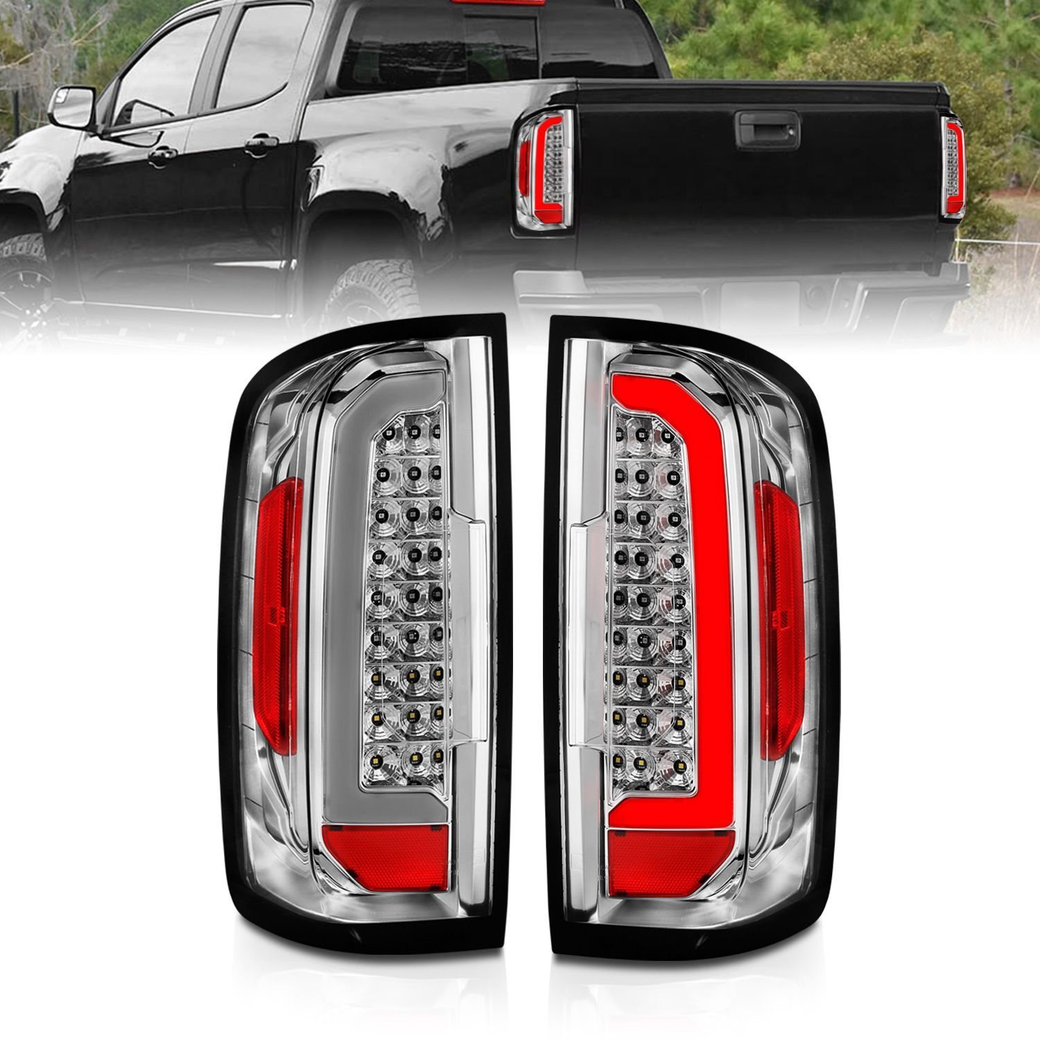 Chevy Colorado 15-21 Full Led Tail Lights Chrome Clear Lens - Image 1