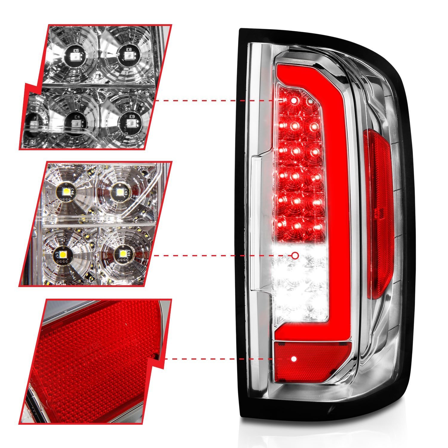 Chevy Colorado 15-21 Full Led Tail Lights Chrome Clear Lens - Image 3