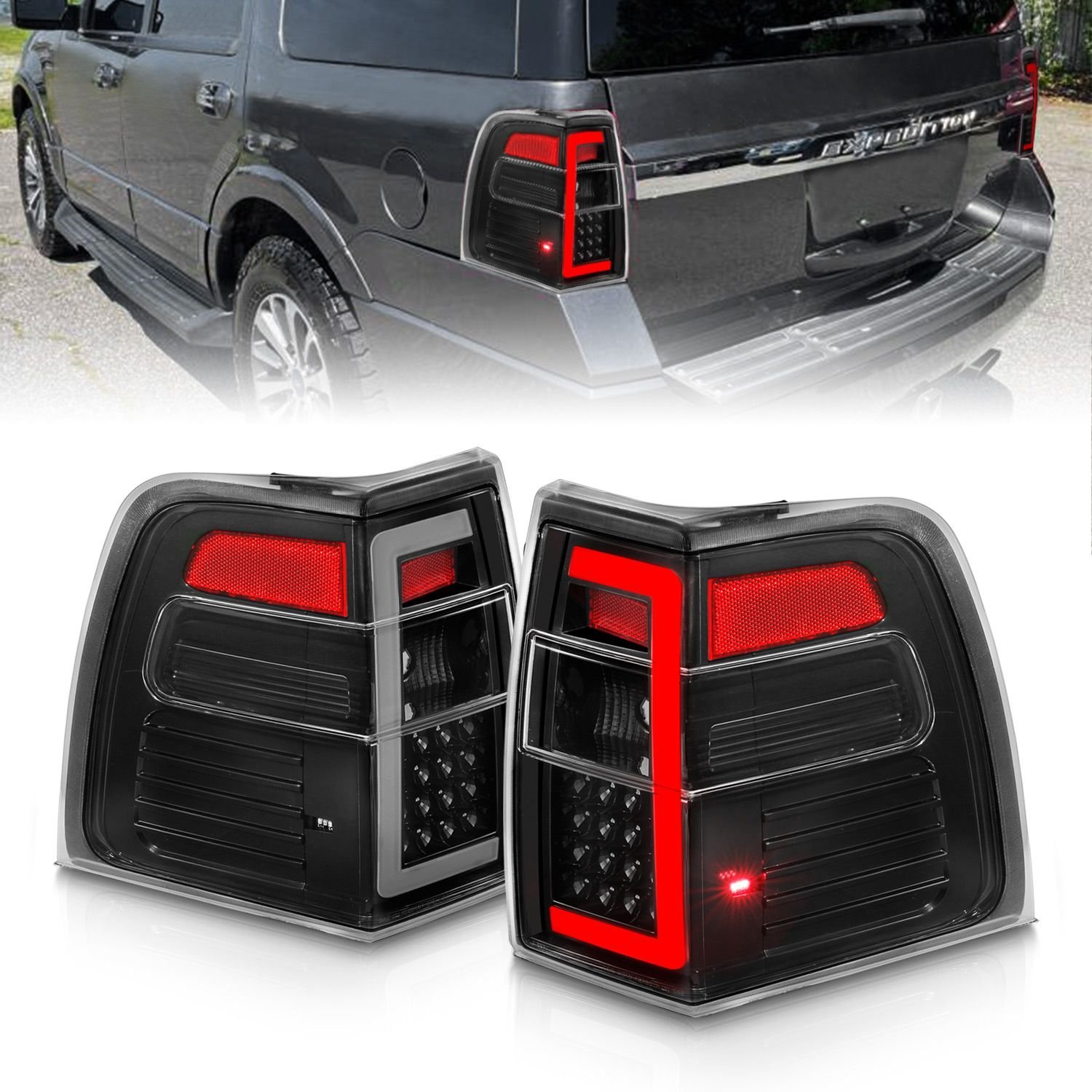 Ford Expedition 07-17 Led Tail Lights Black Housing Clear Lens - Image 3
