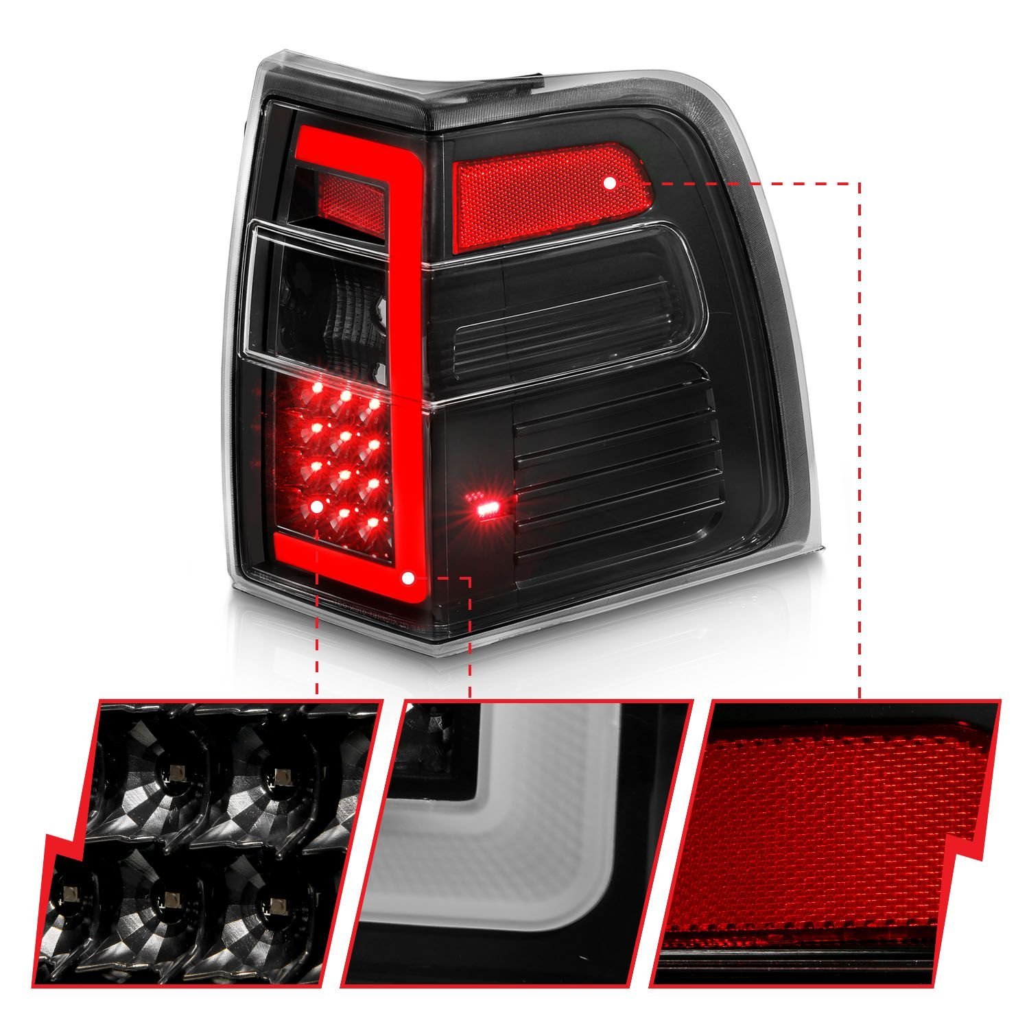 Ford Expedition 07-17 Led Tail Lights Black Housing Clear Lens - Image 5