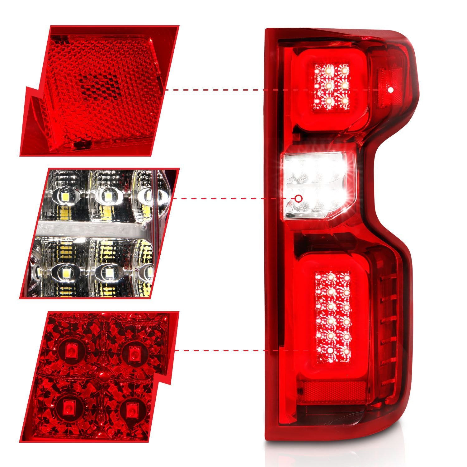 Chevy Silverado 19-21 Full Led Tail Lights - Chrome - Image 3