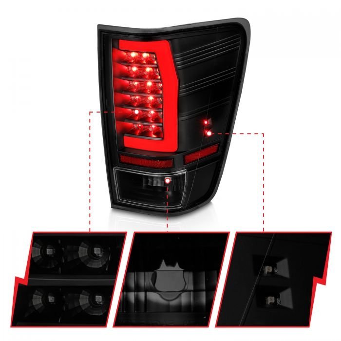 Nissan Titan 04-15 Led Tail Lights Black Housing Smoked Lens