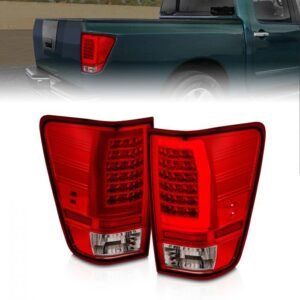 Nissan Titan 04 -15 Led Tail Lights Chrome Housing Red Clear - Image 1