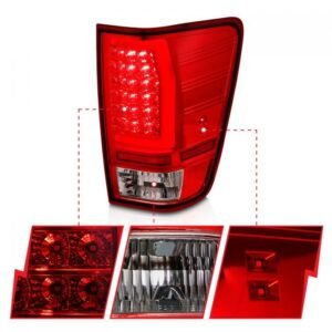 Nissan Titan 04 -15 Led Tail Lights Chrome Housing Red Clear - Image 3