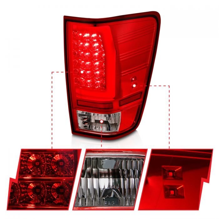 Nissan Titan 04 -15 Led Tail Lights Chrome Housing Red Clear