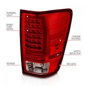Nissan Titan 04 -15 Led Tail Lights Chrome Housing Red Clear - Image 4