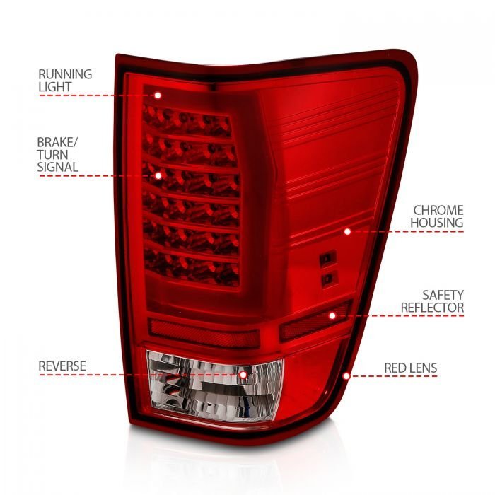 Nissan Titan 04 -15 Led Tail Lights Chrome Housing Red Clear
