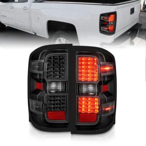 Chevy Silverado 14-18 1500 / 15-19 2500hd/3500hd / Gmc Sierra 15-19 2500hd/3500hd Led Tail Lights - Black Clear - Image 1