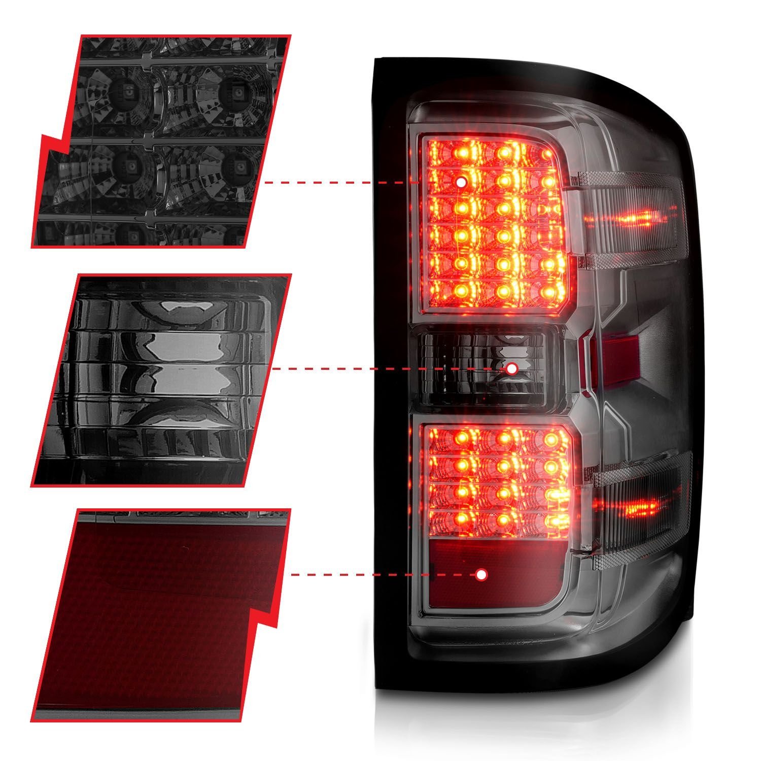 Chevy Silverado 14-18 1500 / 15-19 2500hd/3500hd / GMC Sierra 15-19 2500hd/3500hd Led Tail Lights - Chrome Smoke - Image 2