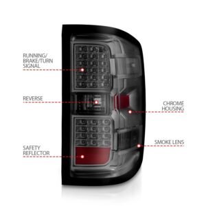 Chevy Silverado 14-18 1500 / 15-19 2500hd/3500hd / GMC Sierra 15-19 2500hd/3500hd Led Tail Lights - Chrome Smoke - Image 3