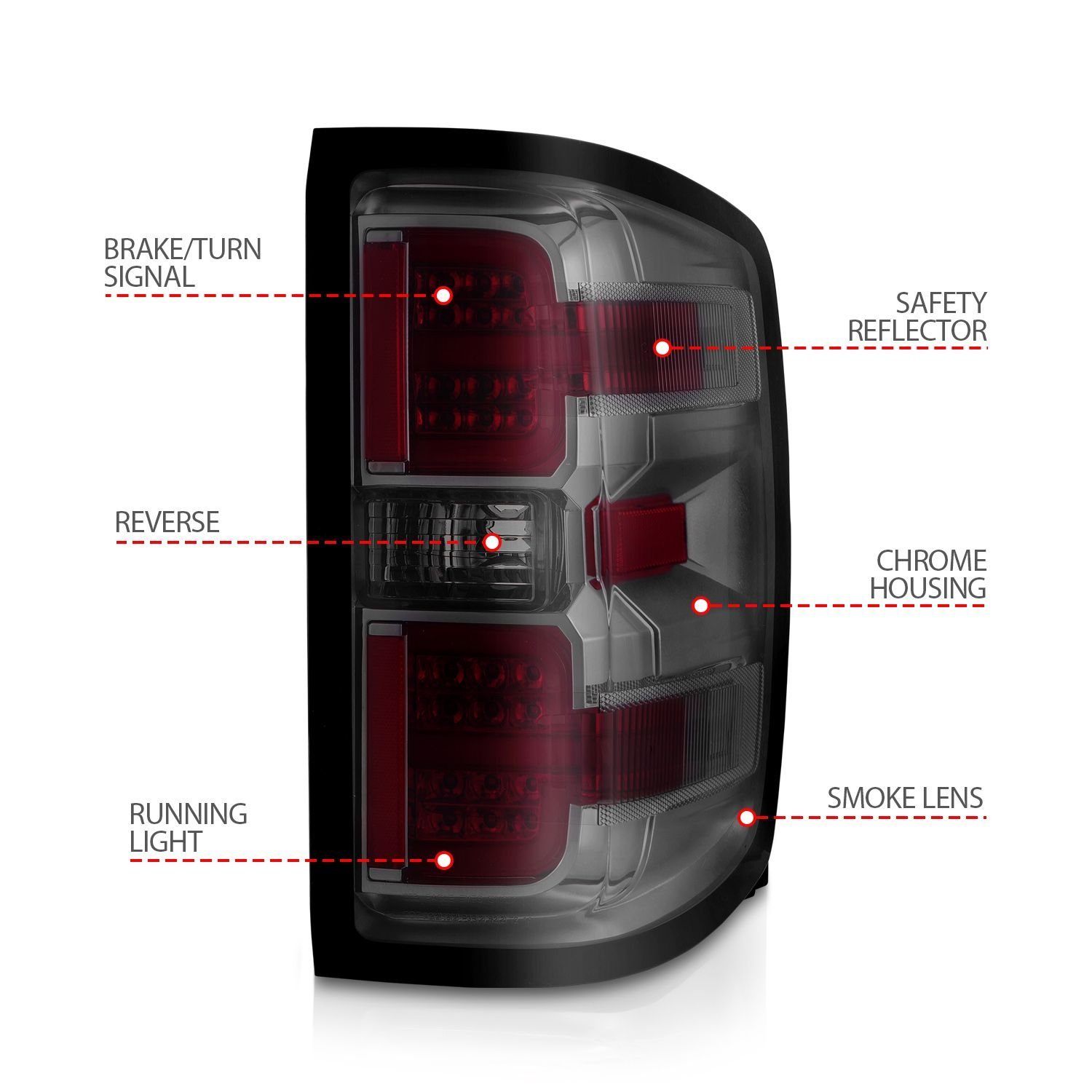 Chevy Silverado 14-18 1500 / 15-19 2500hd/3500hd / GMC Sierra 15-19 2500hd/3500hd Tail Lights - Chrome Smoke - Image 4