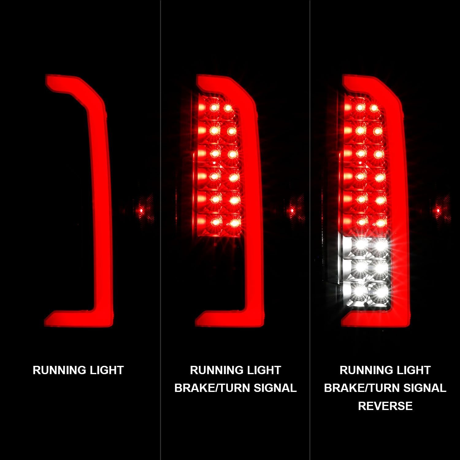 Chevy Colorado 15-21 Full Led Tail Lights Black Clear Lens (Red Light Bar) - Image 2