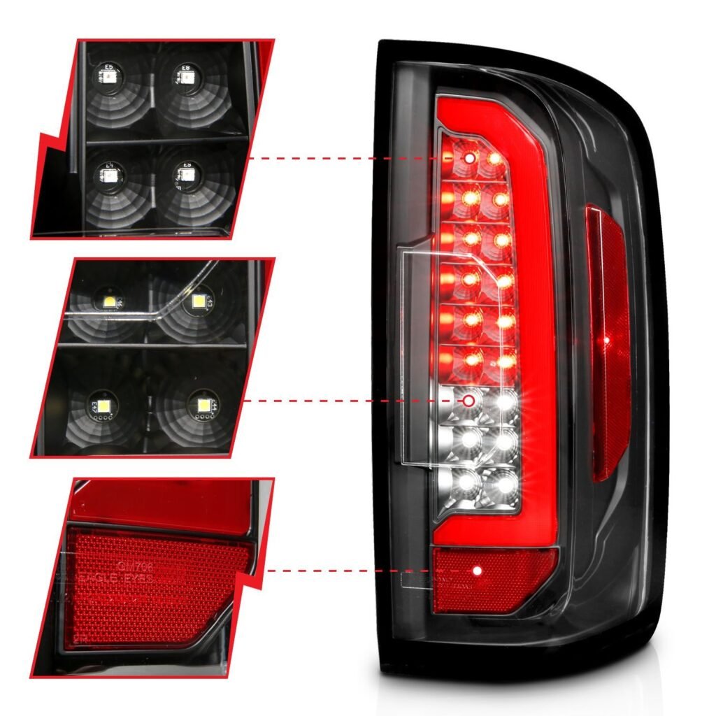Chevy Colorado 15-21 Full Led Tail Lights Black Clear Lens (Red Light Bar)