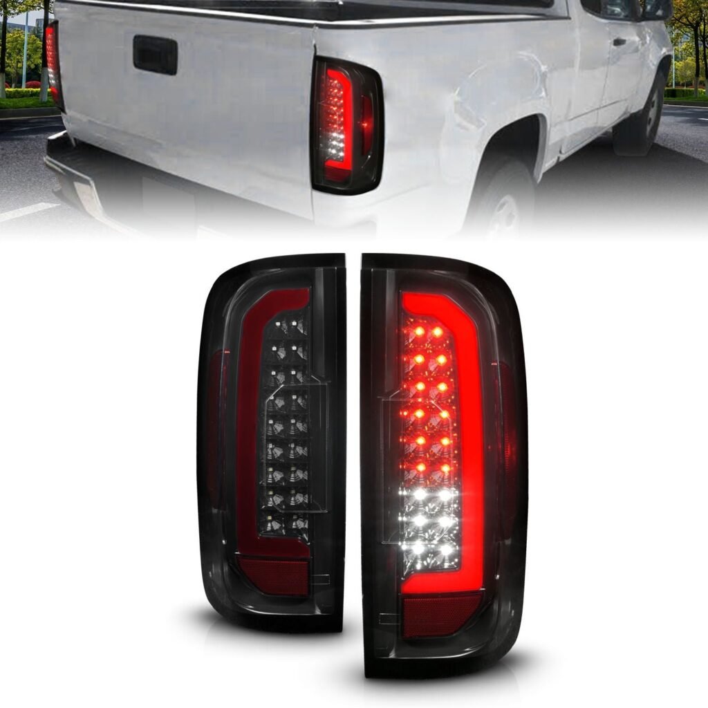 GMC Canyon 15-21 Full Led Tail Lights Black Housing Smoke Lens (Red Light Bar)