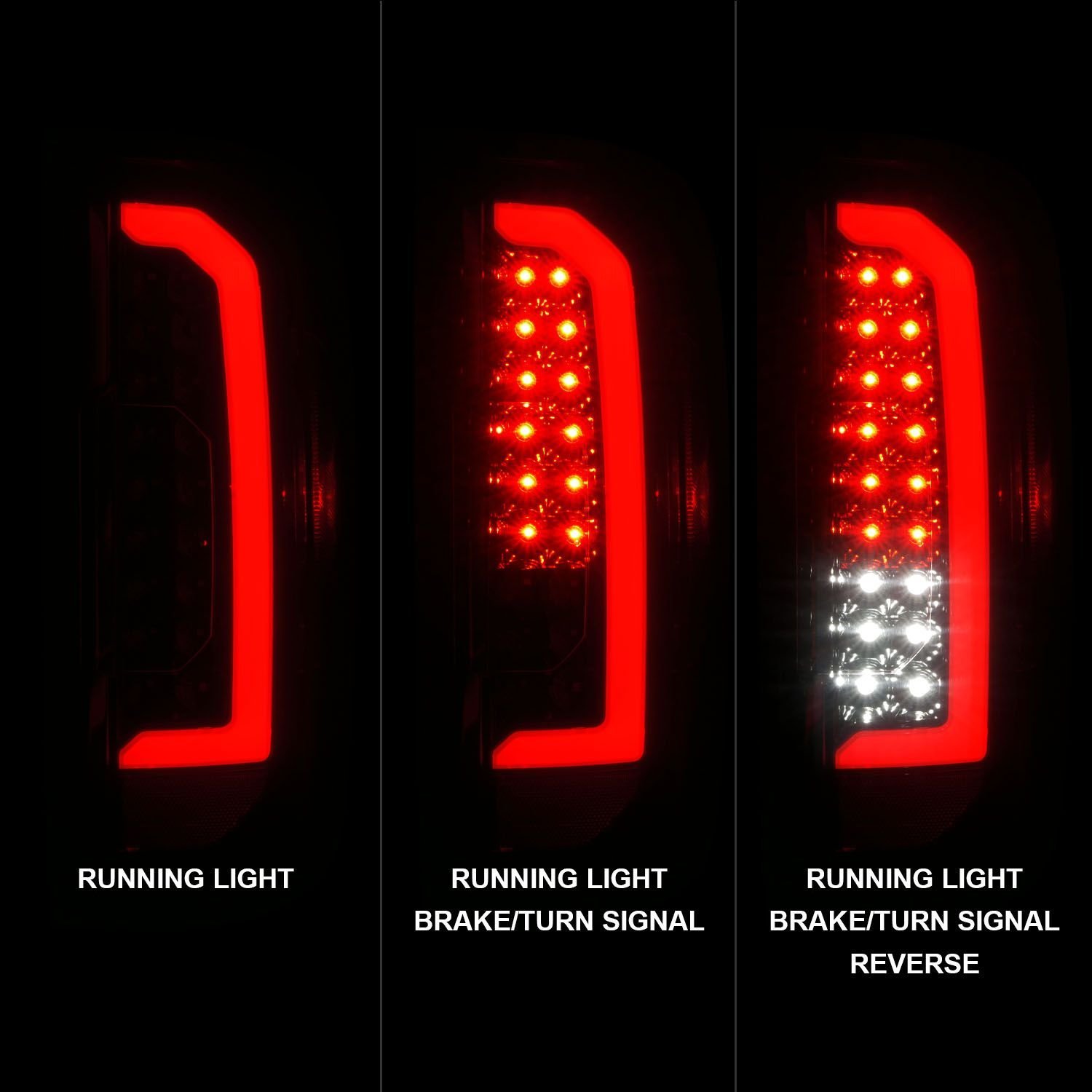 GMC Canyon 15-21 Full Led Tail Lights Black Housing Smoke Lens (Red Light Bar) - Image 2