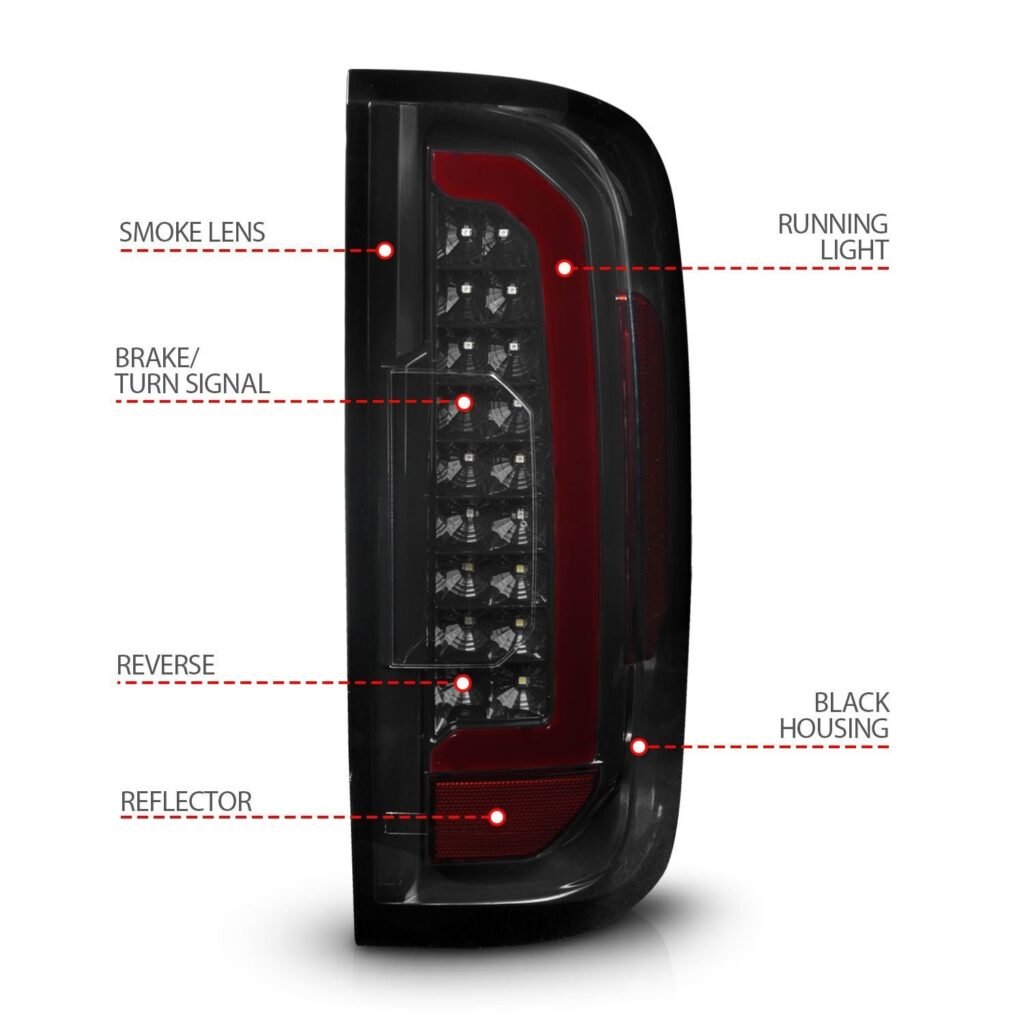 GMC Canyon 15-21 Full Led Tail Lights Black Housing Smoke Lens (Red Light Bar)