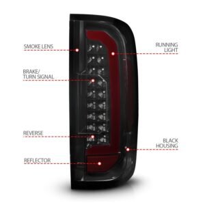 GMC Canyon 15-21 Full Led Tail Lights Black Housing Smoke Lens (Red Light Bar) - Image 4