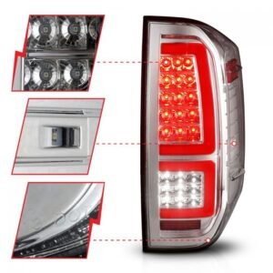 Toyota Tundra 14-21 Full Led Tail Lights Chrome Housing Clear Lens - Image 3