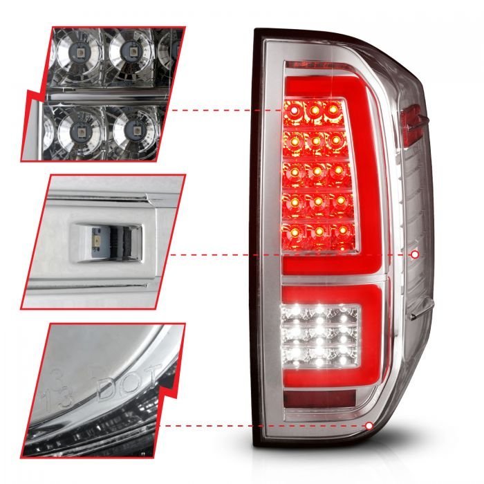 Toyota Tundra 14-21 Full Led Tail Lights Chrome Housing Clear Lens