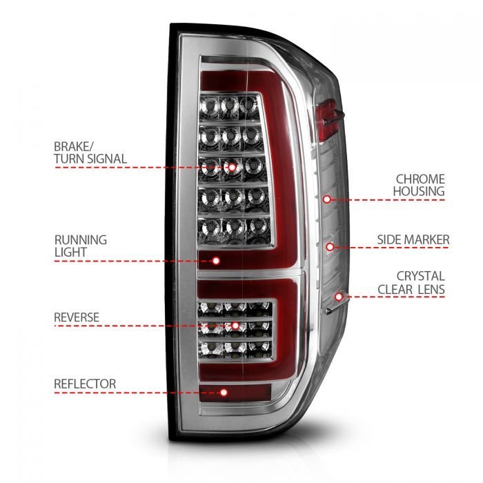Toyota Tundra 14-21 Full Led Tail Lights Chrome Housing Clear Lens