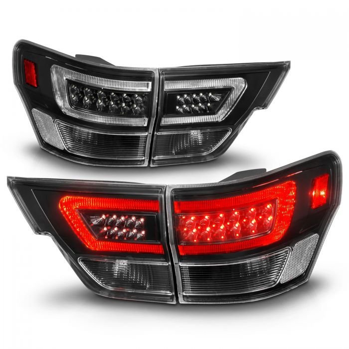Jeep Grand Cherokee 11-13 Led Tail Lights 4pcs Black Housing Clear Lens W/ C Light Bar