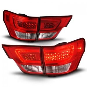 Jeep Grand Cherokee 11-13 Led Tail Lights 4pcs Red/Clear W/ C Light Bar - Image 2