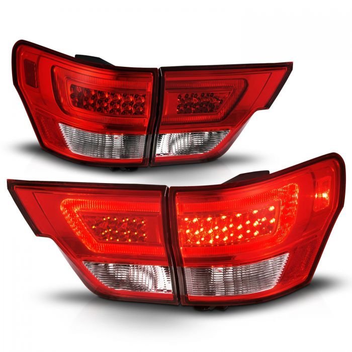 Jeep Grand Cherokee 11-13 Led Tail Lights 4pcs Red/Clear W/ C Light Bar