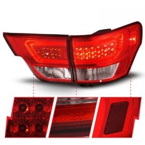 Jeep Grand Cherokee 11-13 Led Tail Lights 4pcs Red/Clear W/ C Light Bar - Image 3