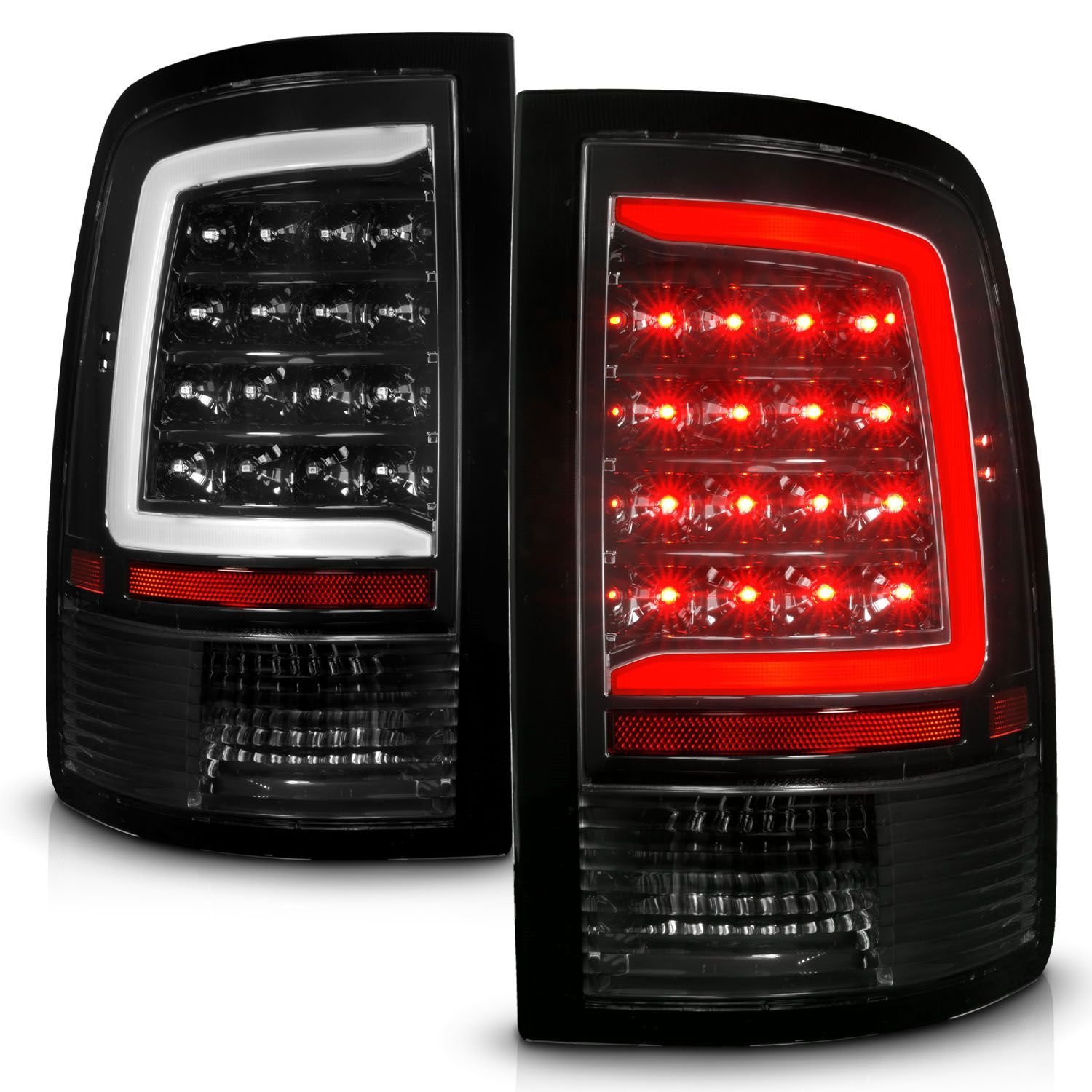 Dodge Ram 1500 09-20 Led Tail Lights Black Housing Clear - Image 2