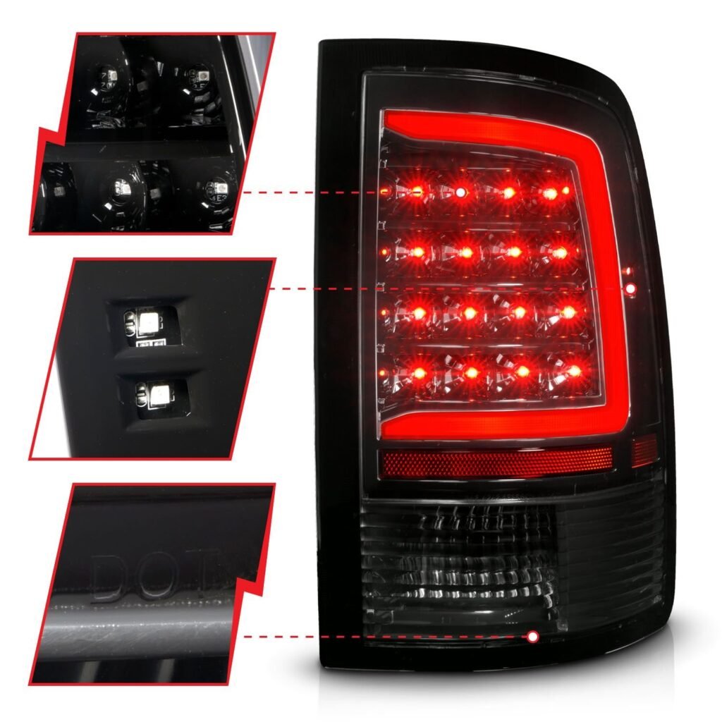 Dodge Ram 1500 09-20 Led Tail Lights Black Housing Clear