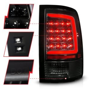 Dodge Ram 1500 09-20 Led Tail Lights Black Housing Clear - Image 3