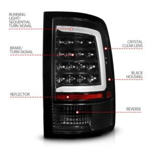 Dodge Ram 1500 09-20 Led Tail Lights Black Housing Clear - Image 4