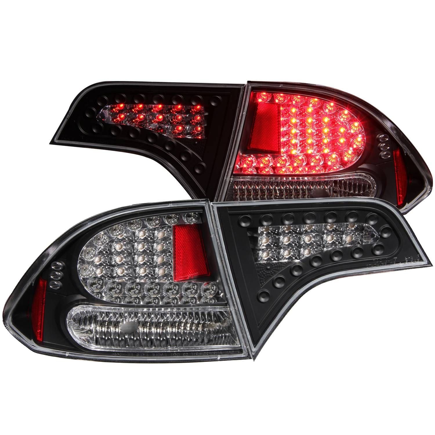 Honda Civic 06-11 4dr Led Tail Lights Black 2pc - Image 1