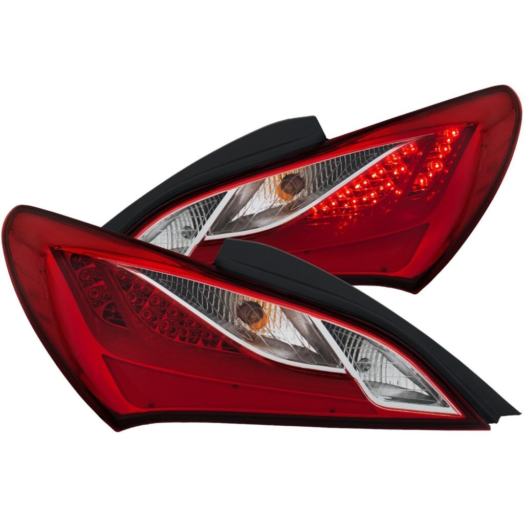 Hyundai Genesis 10-16 2 DR Led Tail Lights Chrome Red/Clear Lens