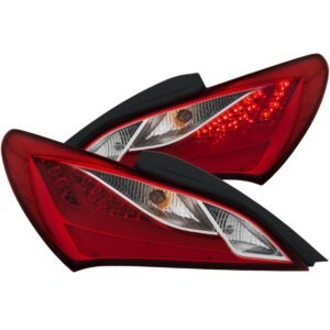 Hyundai Genesis 10-16 2 DR Led Tail Lights Chrome Red/Clear Lens - Image 1