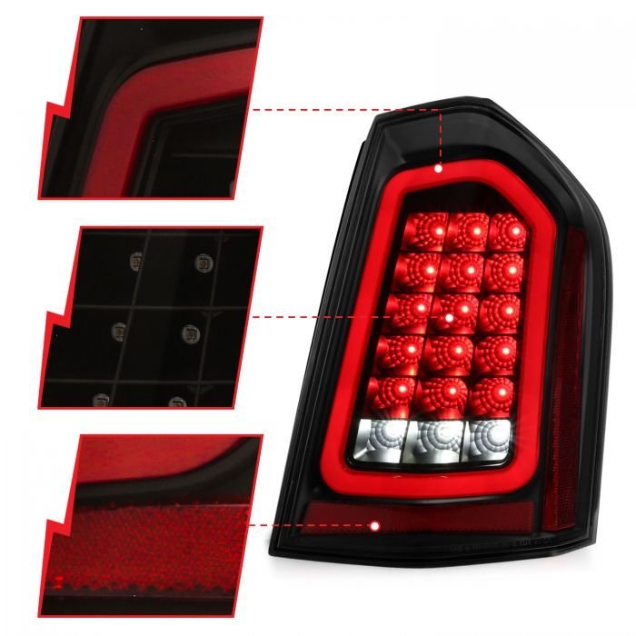 11-14 Chrysler 300 Led Tail Lights W/ Sequential Signal Black