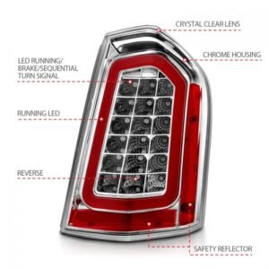 11-14 Chrysler 300 Led Tail Lights W/ Sequential Signal Chrome - Image 4