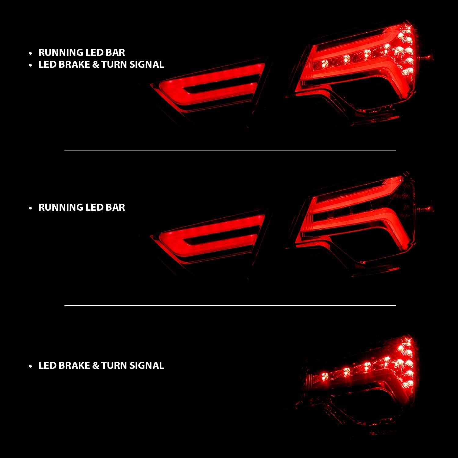Chevy Impala 14-18 Led Tail Lights Chrome Red/Clear Lens - Image 2