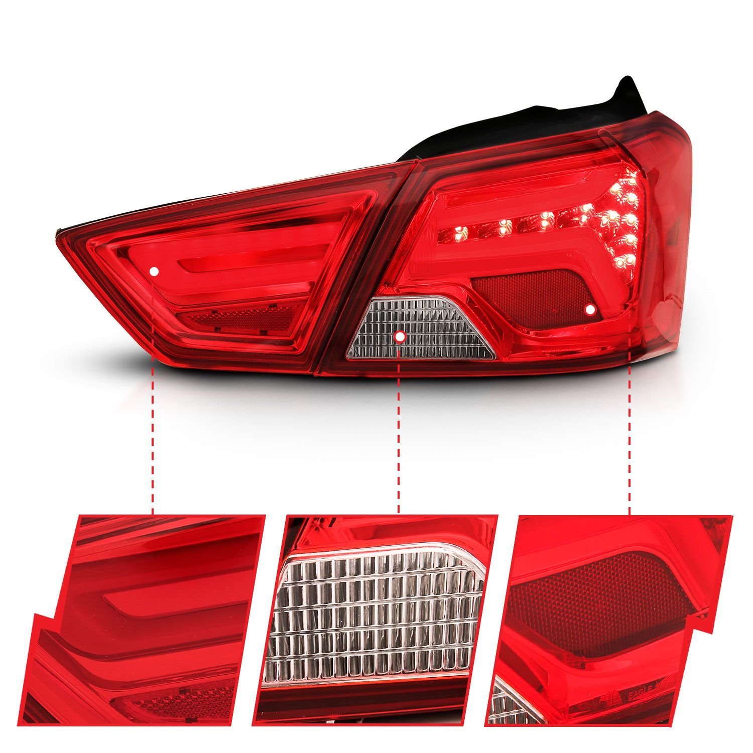 Chevy Impala 14-18 Led Tail Lights Chrome Red/Clear Lens - Image 3