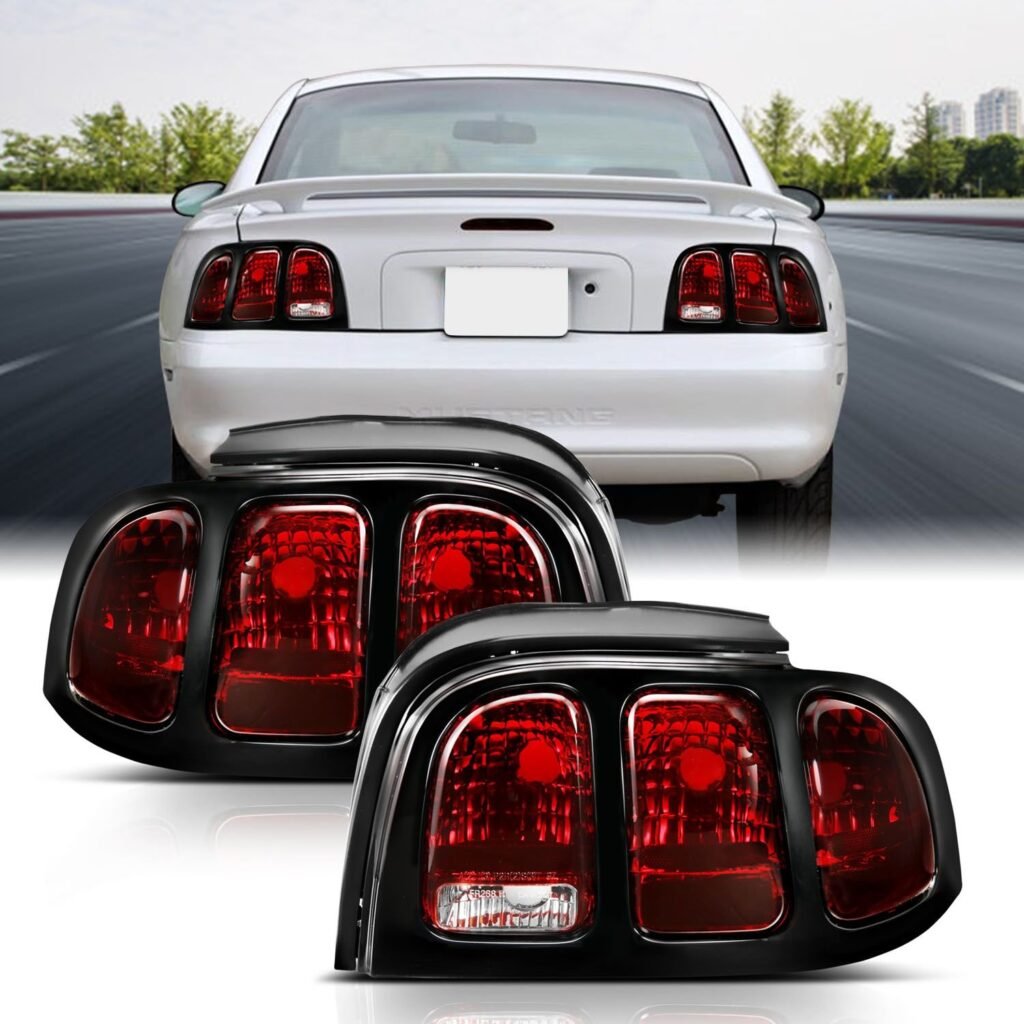 Ford Mustang 96-98 Tail Lights Dark Red Lens (Oe Style)