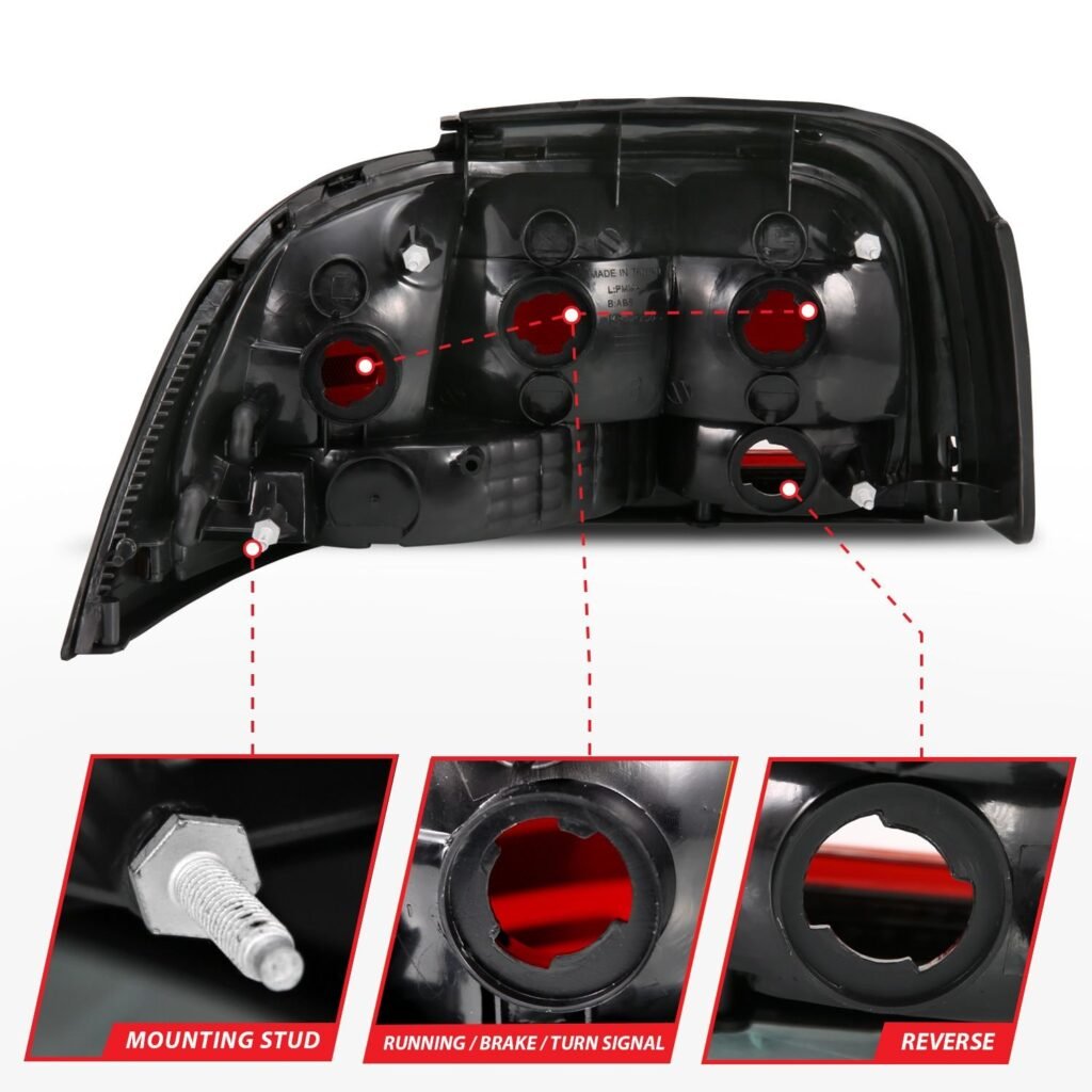Ford Mustang 96-98 Tail Lights Dark Red Lens (Oe Style)