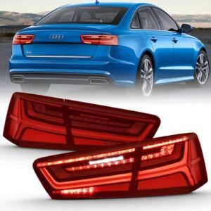 Audi A6/S6 12-15 Led Taillight Black Housing Red Clear Lens 4 Pcs - Image 1