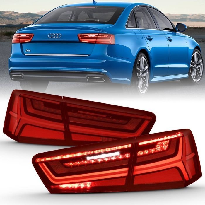 Audi A6/S6 12-15 Led Taillight Black Housing Red Clear Lens 4 Pcs