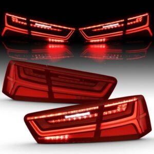 Audi A6/S6 12-15 Led Taillight Black Housing Red Clear Lens 4 Pcs - Image 2