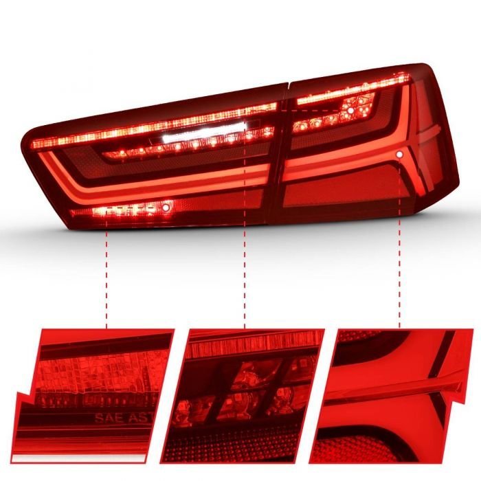 Audi A6/S6 12-15 Led Taillight Black Housing Red Clear Lens 4 Pcs