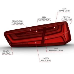 Audi A6/S6 12-15 Led Taillight Black Housing Red Clear Lens 4 Pcs - Image 4